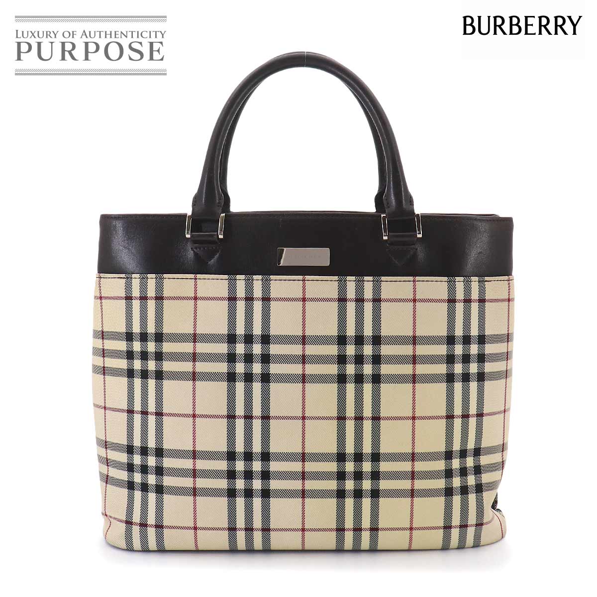 バーバリー BURBERRY ノバチェック ハンド バッグ キャンバス レザー ベージュ ダークブラウン Hand Bag 【中古】|VINTAGE LOVER PURPOSE