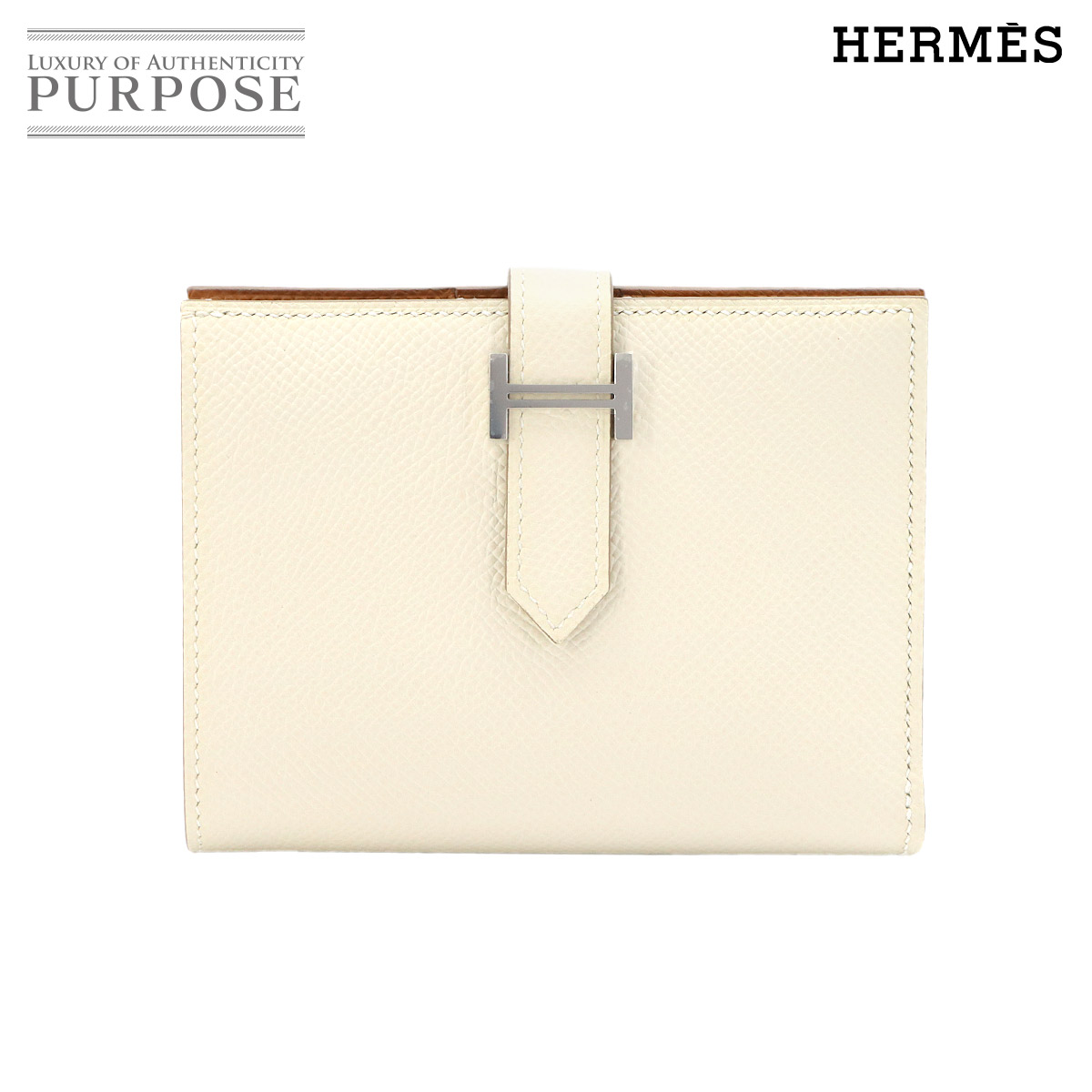 【未当てはめる 見せびらかす品】 エルメス HERMES ベアン パウダーコンパクト ヴェルソ 二つ折り 銭入れ エプソン クレ ゴールド U目じるし しろがね色 金具 Bearn Compact 【中古】
