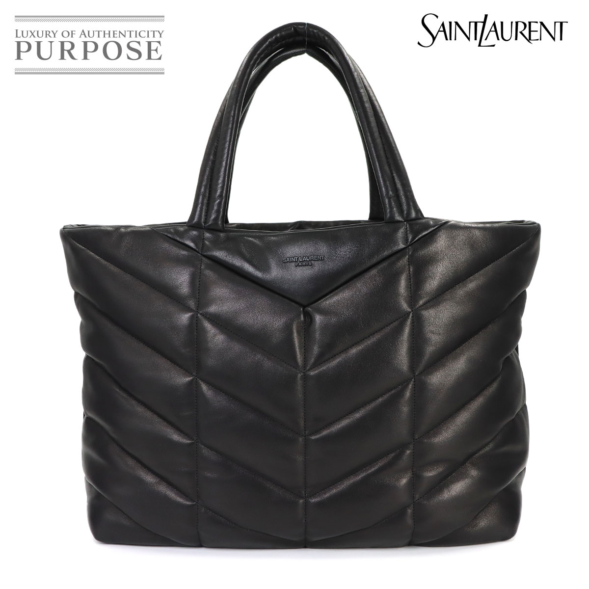 【未使用 展示品】 サンローラン SAINT LAURENT パファー トート バッグ ラムスキン ブラック 752888 Puffer Shoulder Bag 【中古】