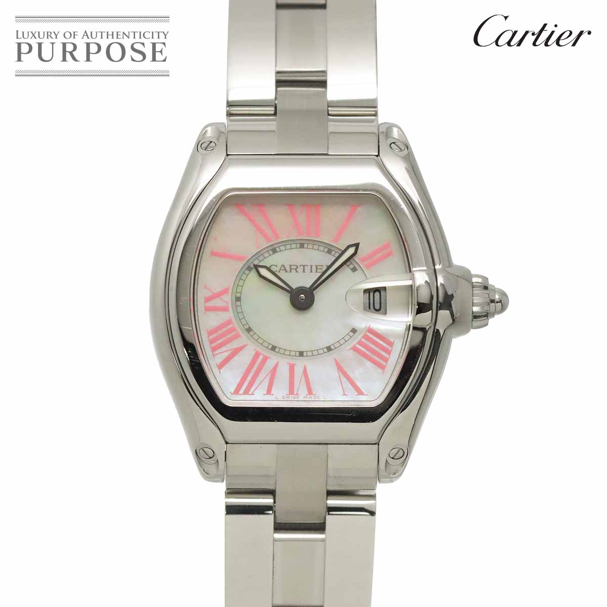 【コンプリートサービス 済み】 カルティエ Cartier 読み込むはやりっ児SM W6206006 2008年クリスマス押さえるひな形 レディース ウオッチ デイト 白いこと甲殻 石英 御覧になる Roadster SM 【中古】