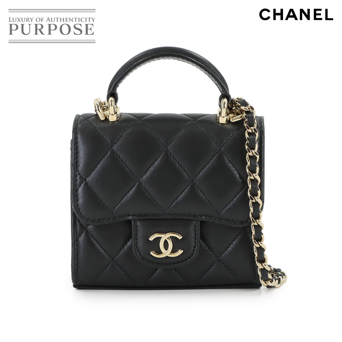 【新品負けず劣らず】 シャネル CHANEL ミニ マトラッセ チェーン店 クラッチペダル 肩肉 御徒面子 子ヒツジひと肌 黒いこと AP2682 ゴールド 金具 Mini Matelasse Bag 【中古】