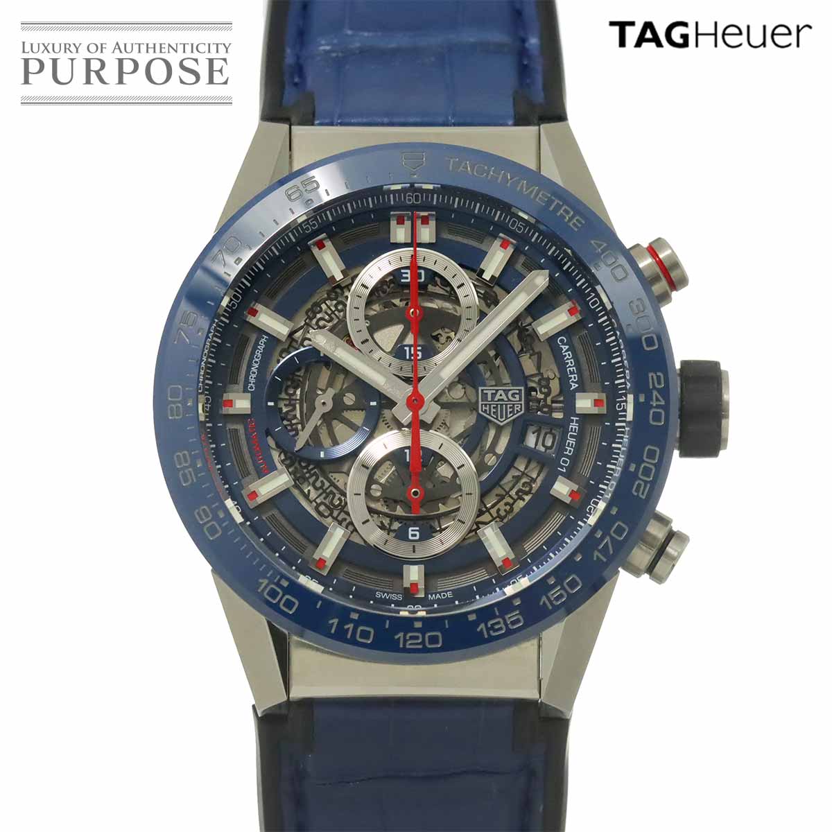 タグホイヤー TAG Heuer カレラ キャリバーホイヤー01 CAR201T-0 クロノグラフ メンズ ウォッチ デイト スケルトン オートマ 自動小銃一巻き 御覧なさる Carrera 【中古】