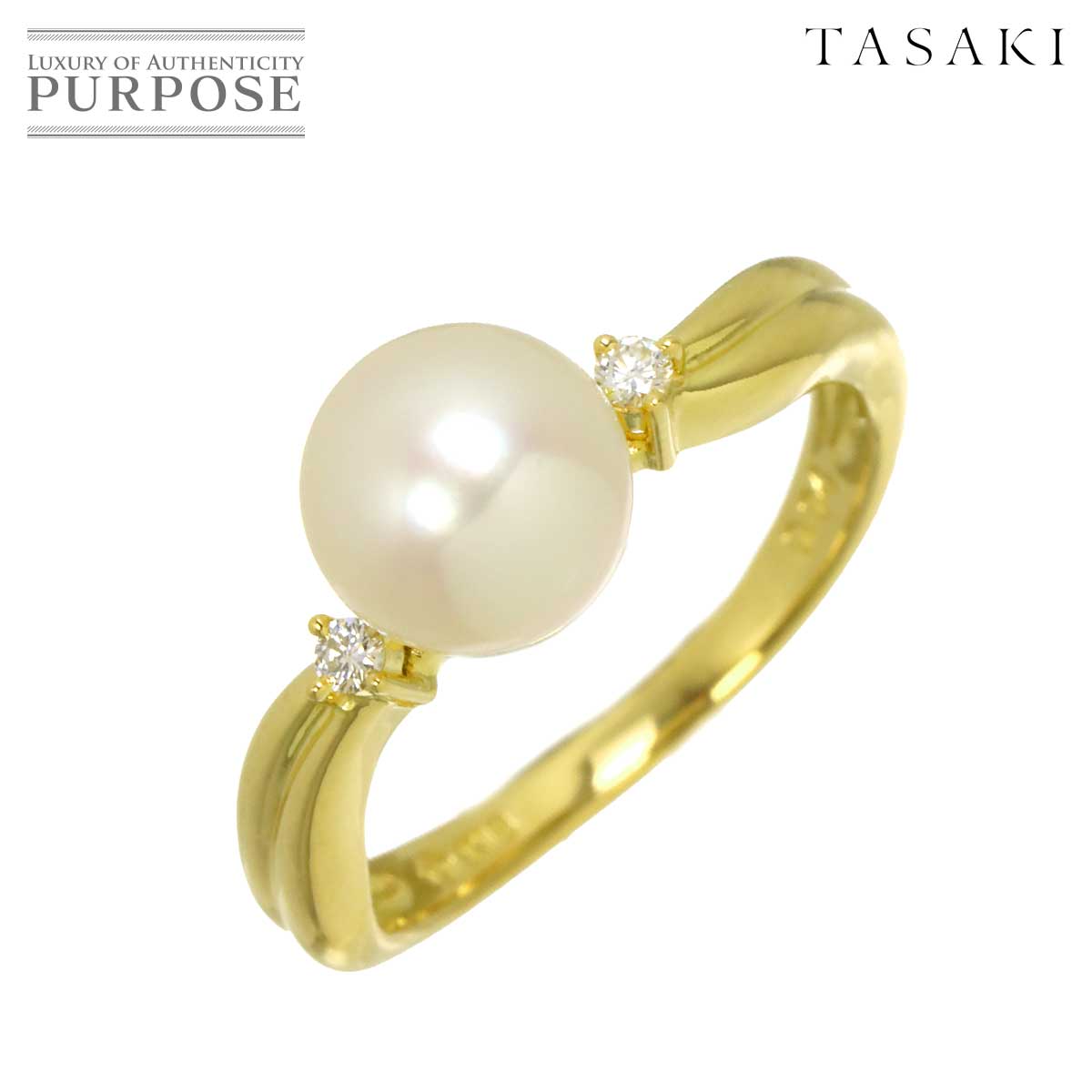 【新品同様】 タサキ TASAKI 11.5号 リング アコヤ真珠 7.5mm ダイヤ 0.04ct K18 YG イエローゴールド 750 パール 指輪 田崎真珠 Ring【中古】｜VINTAGE LOVER PURPOSE
