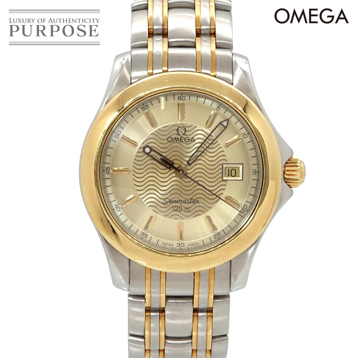 ゼロ OMEGA シーマスター 120 二人組 2311 11 メンズ ウオッチ デイト ゴールド YG 黄色ゴールド 石英 御覧になる Seamaster 【中古】
