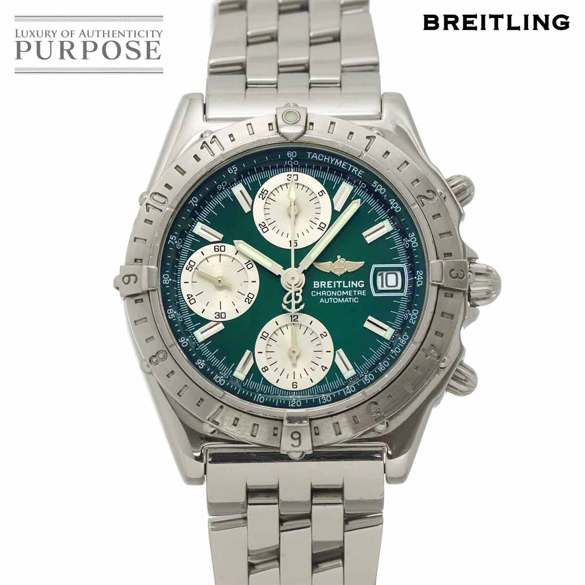 ブライトリング BREITLING クロノマット 100本限定 A13348 メンズ 腕時計 デイト グリーン オートマ 自動巻き ウォッチ Chronomat 【中古】｜VINTAGE LOVER PURPOSE