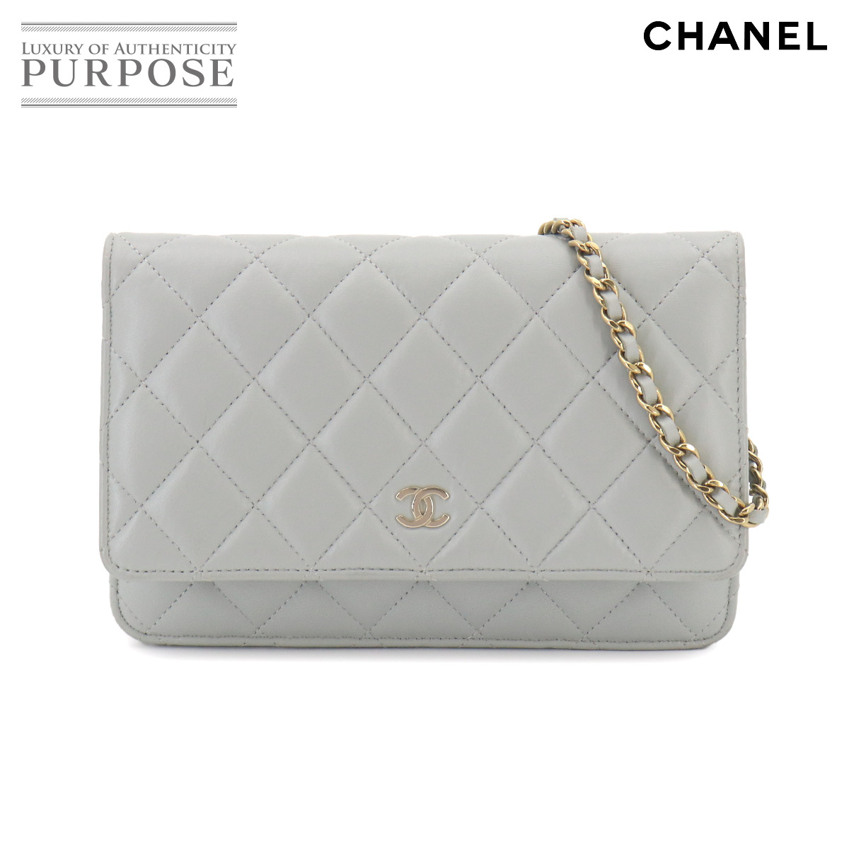 【新品負けず劣らず】 シャネル CHANEL マトラッセ 古典派音楽 チェーン店 ウォレット 長金入れ 子ヒツジひと肌 点火装置薄墨色 AP0250 ゴールド 金具 Chain Wallet 【中古】