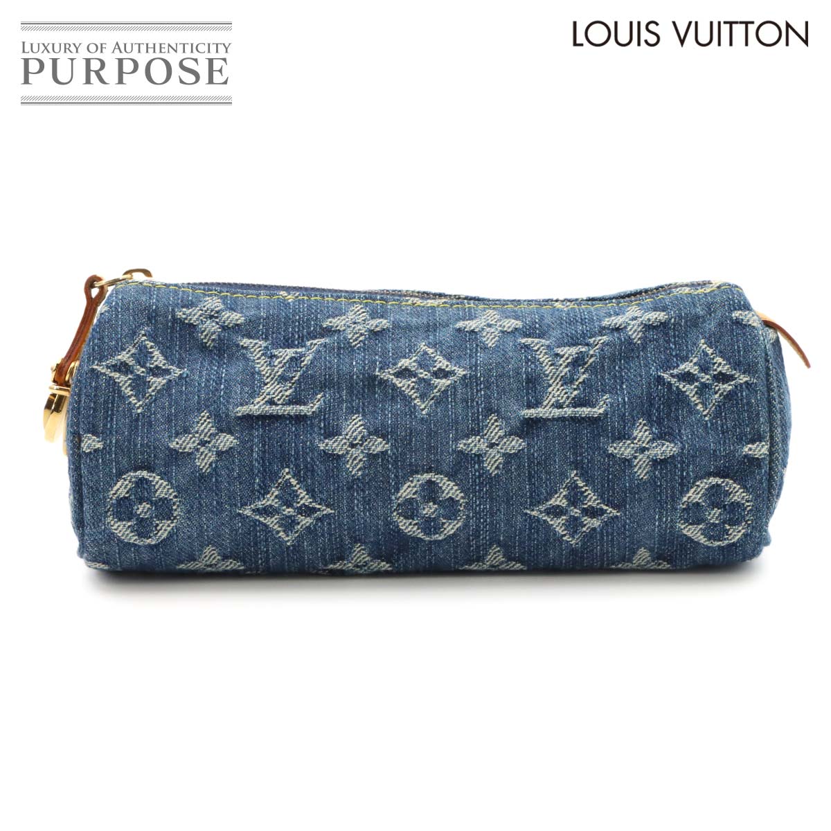 【新品負けず劣らず】 ルイ ヴィトン LOUIS VUITTON モノグラム ジーンズ トゥルース スピーディ GM 合切袋 青碧 M95081 ゴールド 金具 Monogram Denim Pouch 【中古】