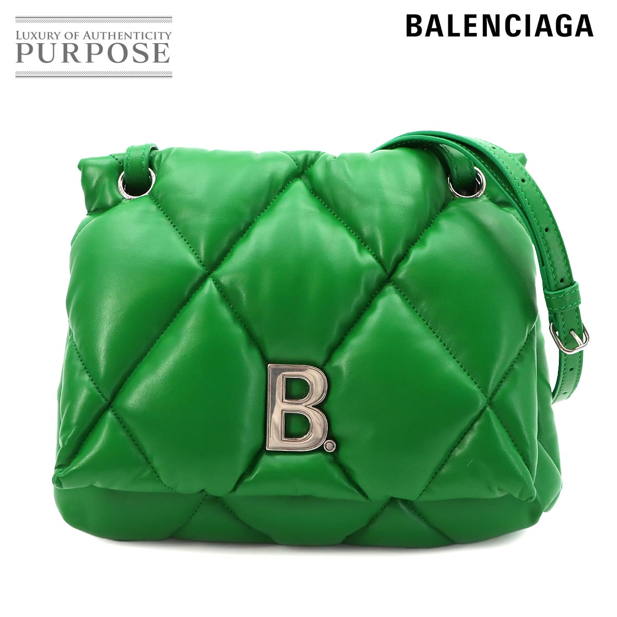 【未当て嵌める 見せびらかす品】 バレンシアガ BALENCIAGA 肌ざわり パフィー 肩先 御徒面子 なめし革 緑であること 619449 Touch Puffy Shoulder Bag 【中古】