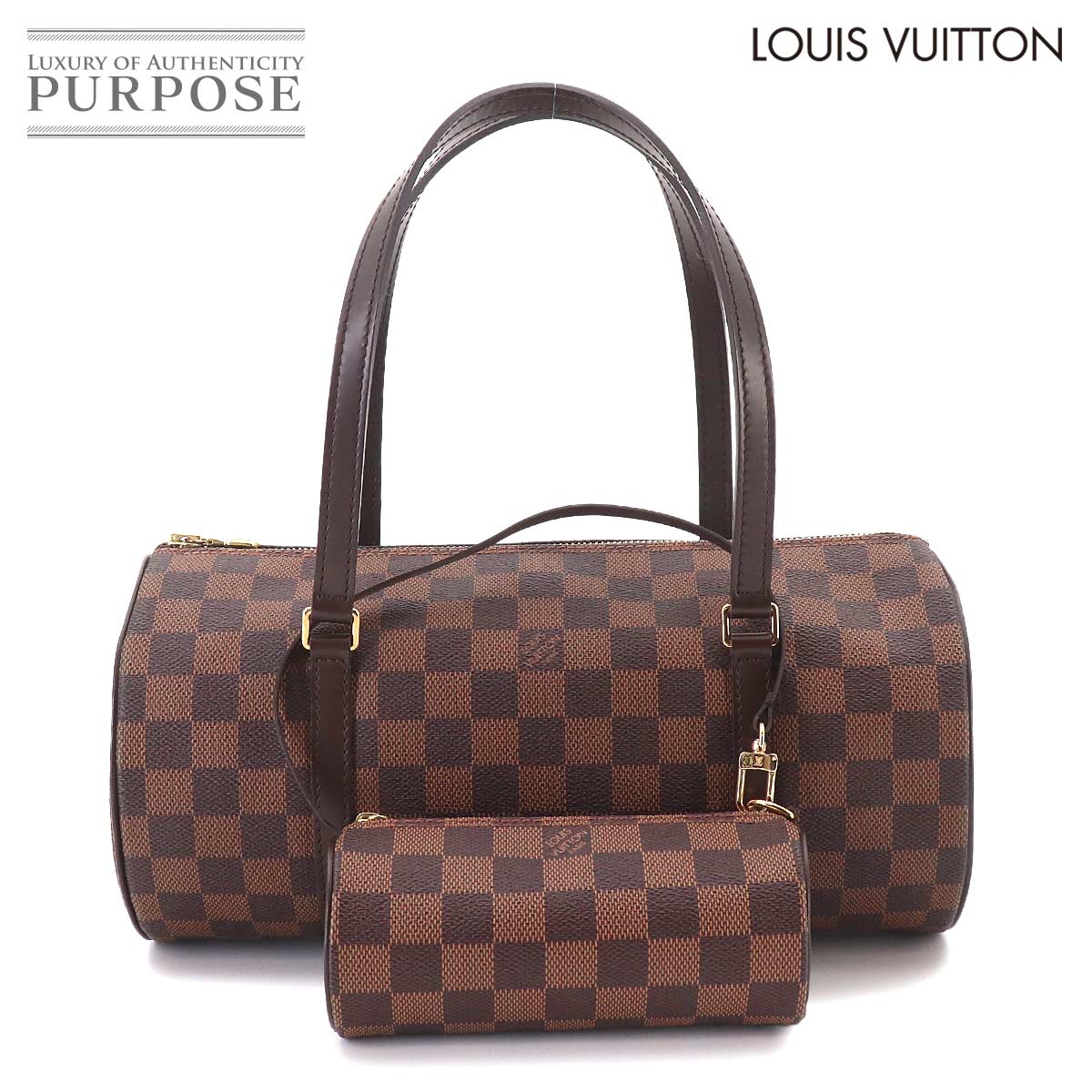 【新品負けず劣らず】 パピヨン 30 ルイ ヴィトン LOUIS VUITTON ダミエ お手て 御徒面子 エベヌ 赤銅色 N51303 ゴールド 金具 Damier Papillon 30 【中古】