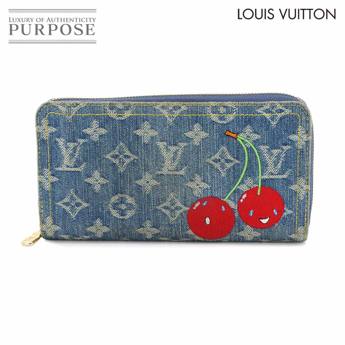 ルイ ヴィトン LOUIS VUITTON LVｘTM ジッピー ウォレット ラウンドチャック 長札入れ モノグラム 桜んぼう ジーンズ ジーンズ青色 M23161 村上隆 RFID Zippy Wallet 【中古】