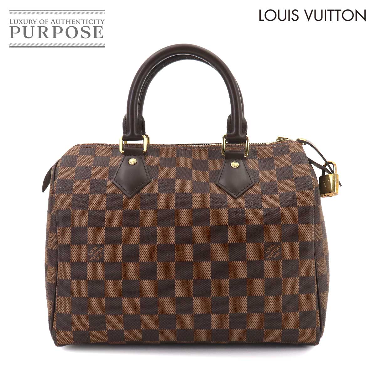 【新品負けず劣らず】 スピーディ 25 ルイ ヴィトン LOUIS VUITTON ダミエ お手々 御徒面子 エベヌ 赤銅色 N41365 ゴールド 金具 Speedy 25 【中古】