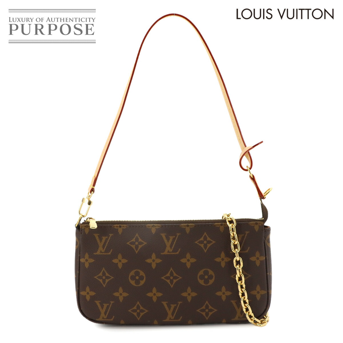 【未当て嵌める 見せびらかす品】 ルイ ヴィトン LOUIS VUITTON モノグラム ポシェット アクセソワール お手々 御徒面子 赤銅色 M82766 RFID ゴールド 金具 Pochette Accessoires 【中古】