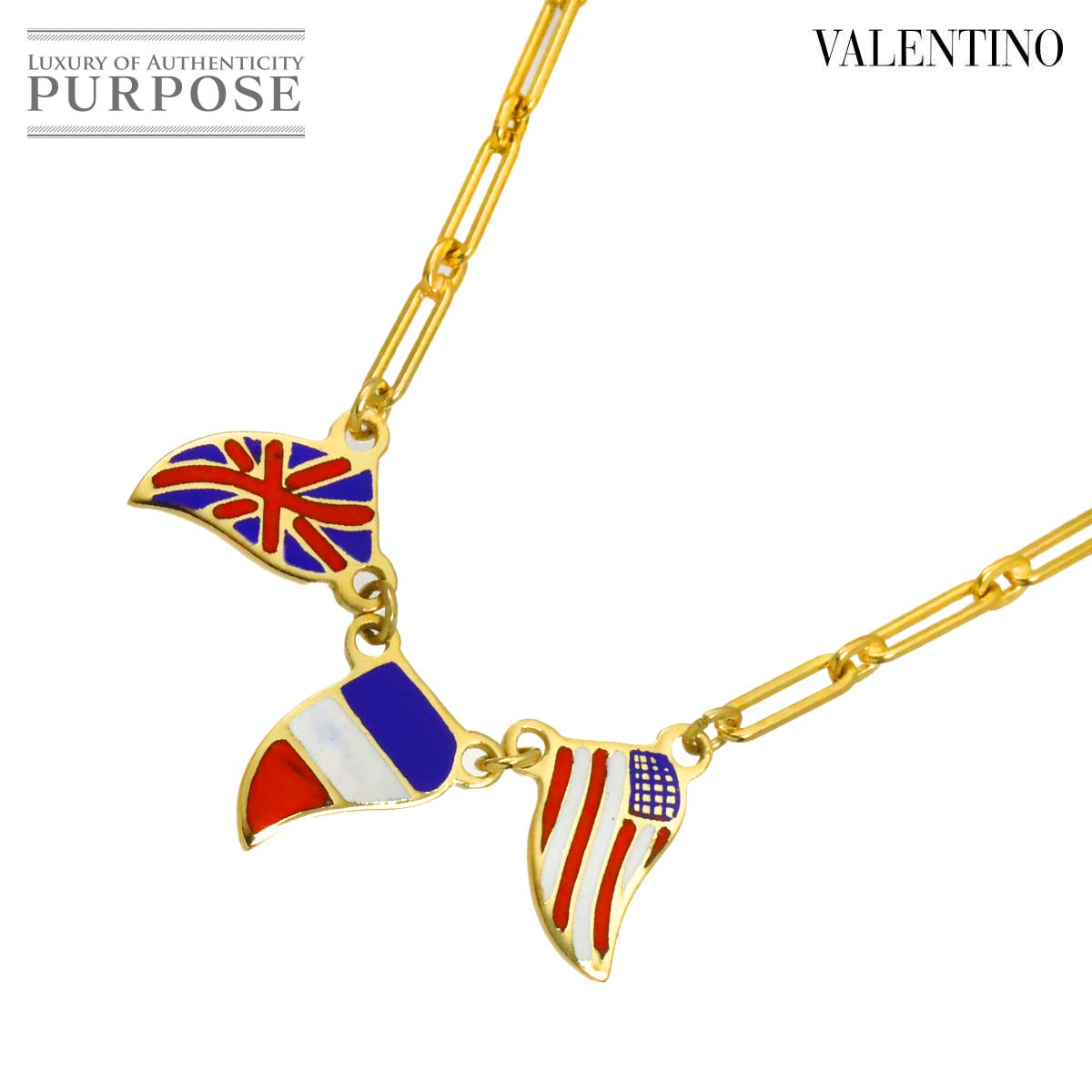 【新品仕上げ】 ヴァレンティノ VALENTINO エナメル ネックレス 44cm K18 YG イエローゴールド 750 Necklace【中古】｜VINTAGE LOVER PURPOSE 174,500円