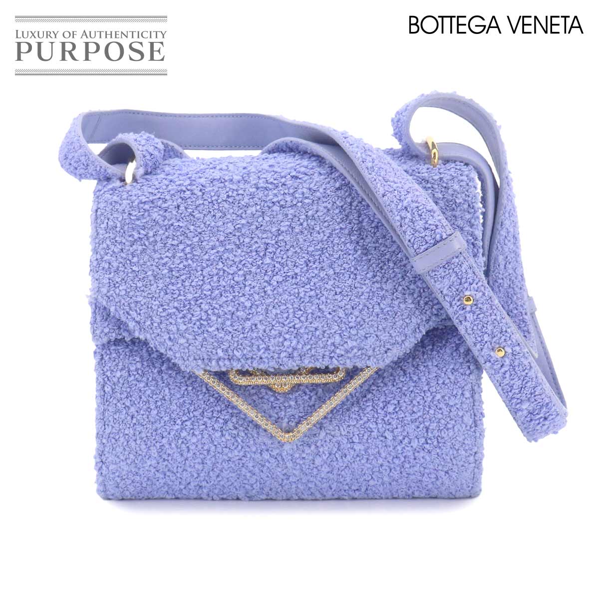 【新品負けず劣らず】 ボッテガ ヴェネタ BOTTEGA VENETA ザ ゼムクリップ 肩先 御徒面子 ブークレファブリック なめし革 ペルウィンクル The Clip 【中古】