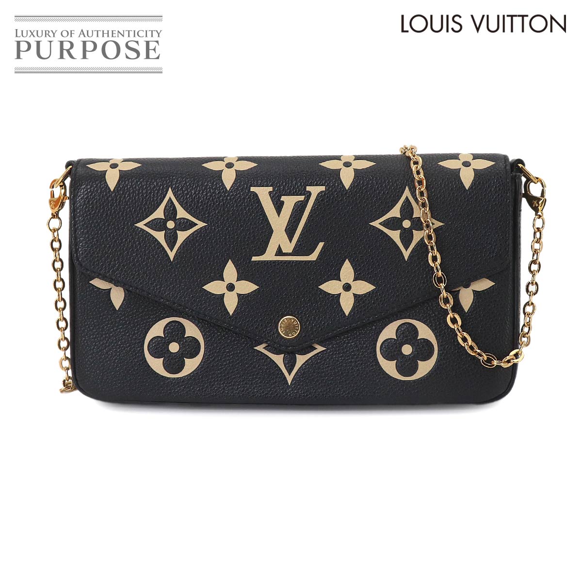 【新品負けず劣らず】 ルイ ヴィトン LOUIS VUITTON モノグラム アン工業プラント ポシェット フェリシー チェーン店 ウォレット なめし革 黒いこと ベージュ M80482 RFID Felicie Pochette Wallet 【中古】