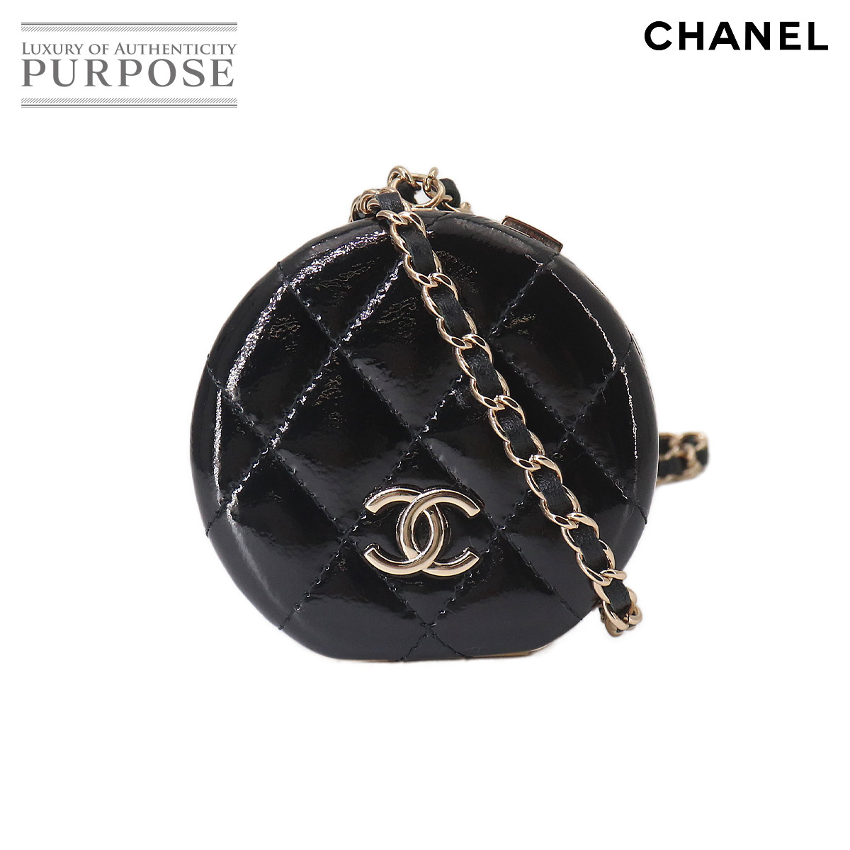 【未使用 展示品】 シャネル CHANEL マトラッセ チェーン ストラップ付き ミラー パテントレザー ブラック ゴールド 金具 Mirror 【中古】｜VINTAGE LOVER PURPOSE