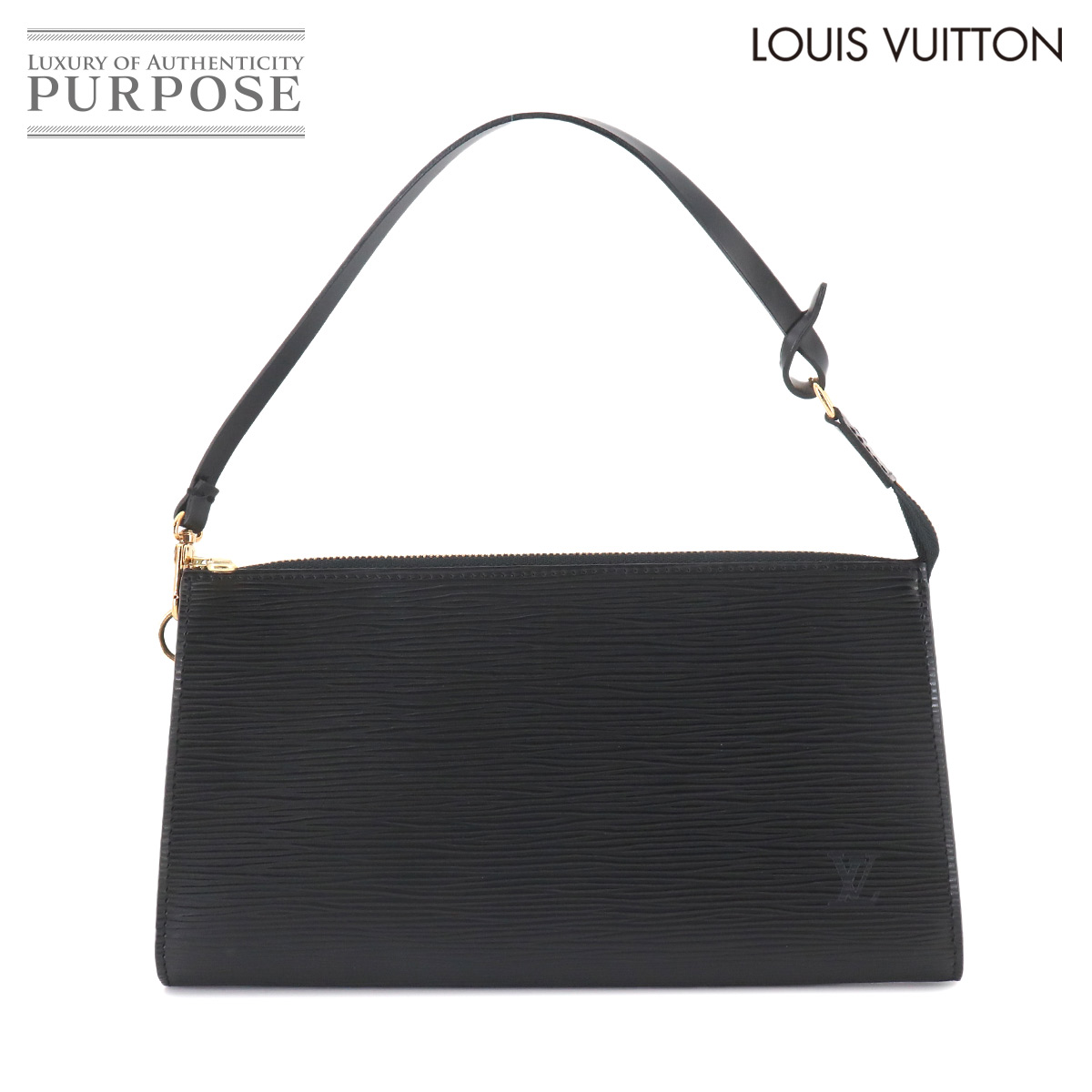 【未当て嵌める 見せびらかす品】 ルイ ヴィトン LOUIS VUITTON エピ ポシェット アクセソワール お手て 御徒面子 ノワール M52942 ゴールド 金具 Pochette Accessories 【中古】