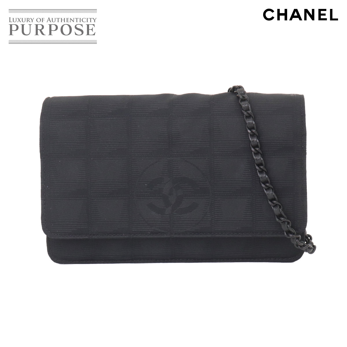 シャネル CHANEL ニュートラベルライン チェーン ウォレット 長財布 ナイロンジャガード レザー ブラック A15772 New Travel Line Chain Wallet 【中古】｜VINTAGE LOVER PURPOSE
