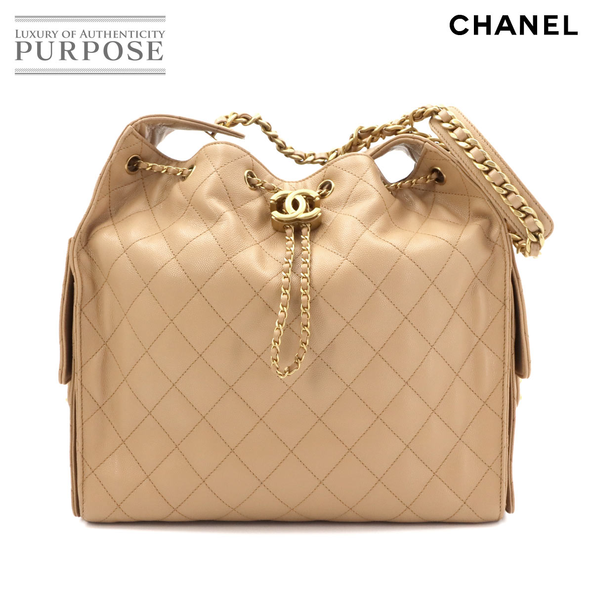【新品同様】 シャネル CHANEL 25 スモール ショルダー バッグ キャビアスキン ベージュ AS5293 ゴールド 金具 CHANEL 25 Small Bag 【中古】|VINTAGE LOVER PURPOSE