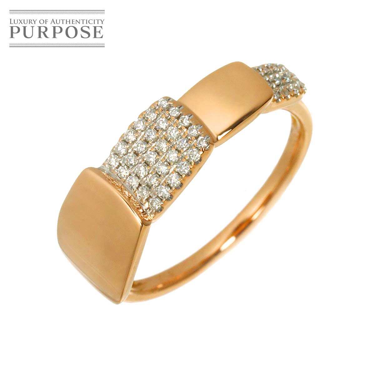 【新品仕上げ】 リング 13号 ダイヤ 0.14ct K18 PG ピンクゴールド 750 指輪 Diamond Ring 【中古】｜VINTAGE LOVER PURPOSE