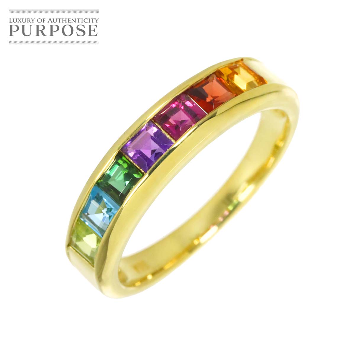 【新品仕上げ】 リング 15号 マルチストーン K18 YG イエローゴールド 750 指輪 Multi Stone Ring 【中古】|VINTAGE LOVER PURPOSE