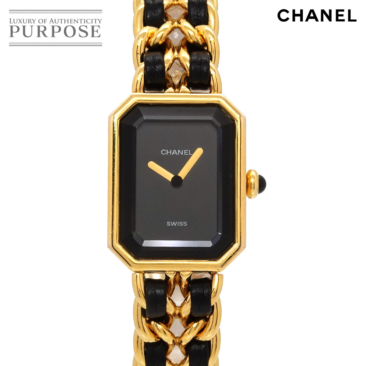 シャネル CHANEL プルミエール L大きさ H0001 ヴィンテージ レディース ウオッチ 黒いこと ゴールド 石英 御覧になる Premiere 【中古】