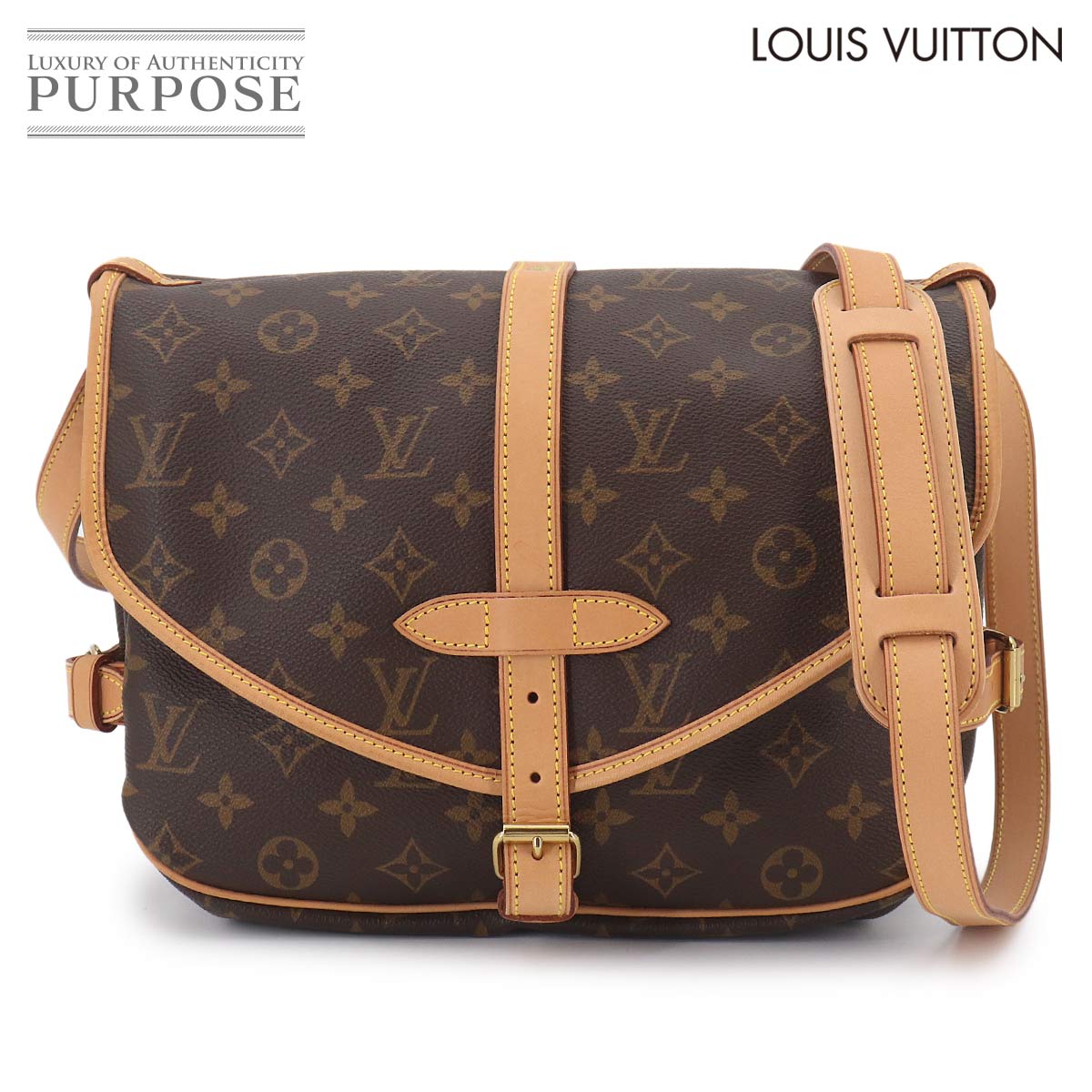 【新品負けず劣らず】 ソミュール 30 ルイ ヴィトン LOUIS VUITTON モノグラム 肩肉 御徒面子 赤銅色 M42256 Samur 30 【中古】
