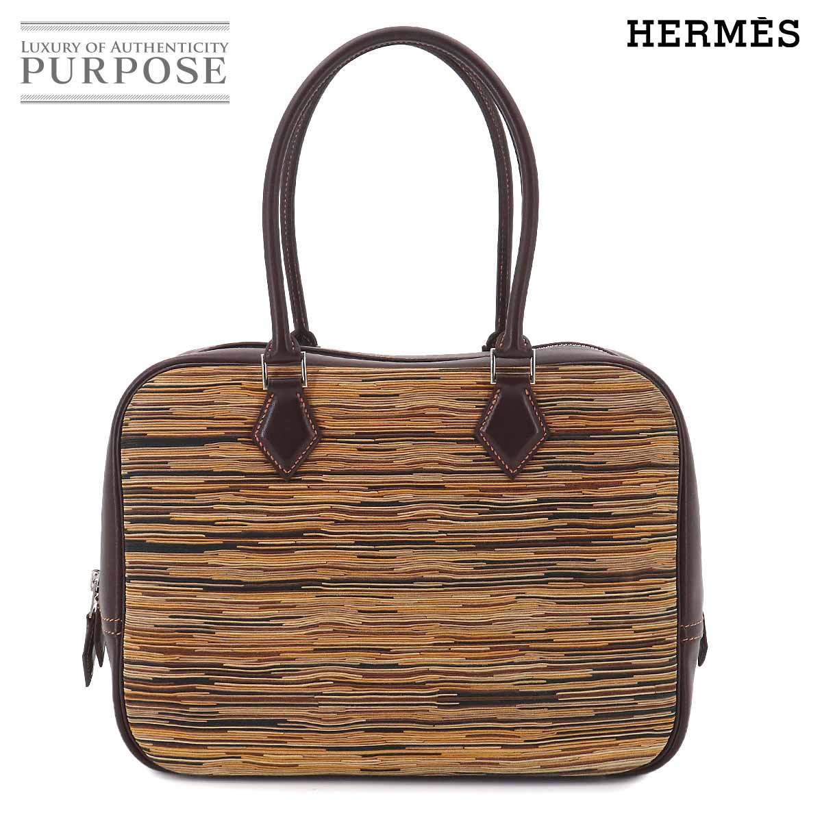 【新品負けず劣らず】 プリュム 28 エルメス HERMES お手て 御徒面子 ヴィブラート ガリバー マルチ色つや 赤銅色 □D目じるし しろがね色 金具 Plume 【中古】