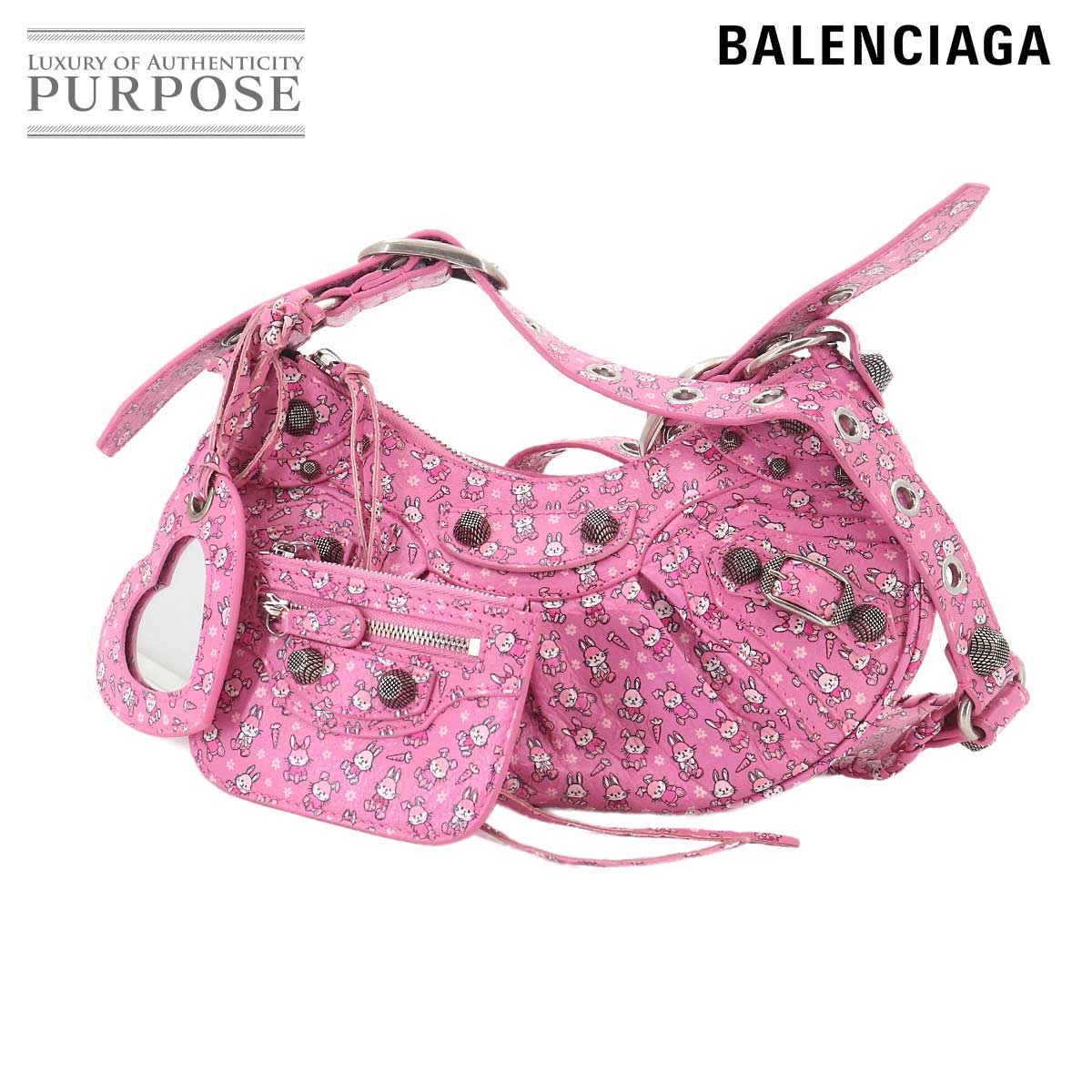 【新品負けず劣らず】 バレンシアガ BALENCIAGA ル カゴール XS 肩肉 御徒面子 なめし革 さくら色 家兎 うさぎ 671309 LE CAGOLE XS 【中古】