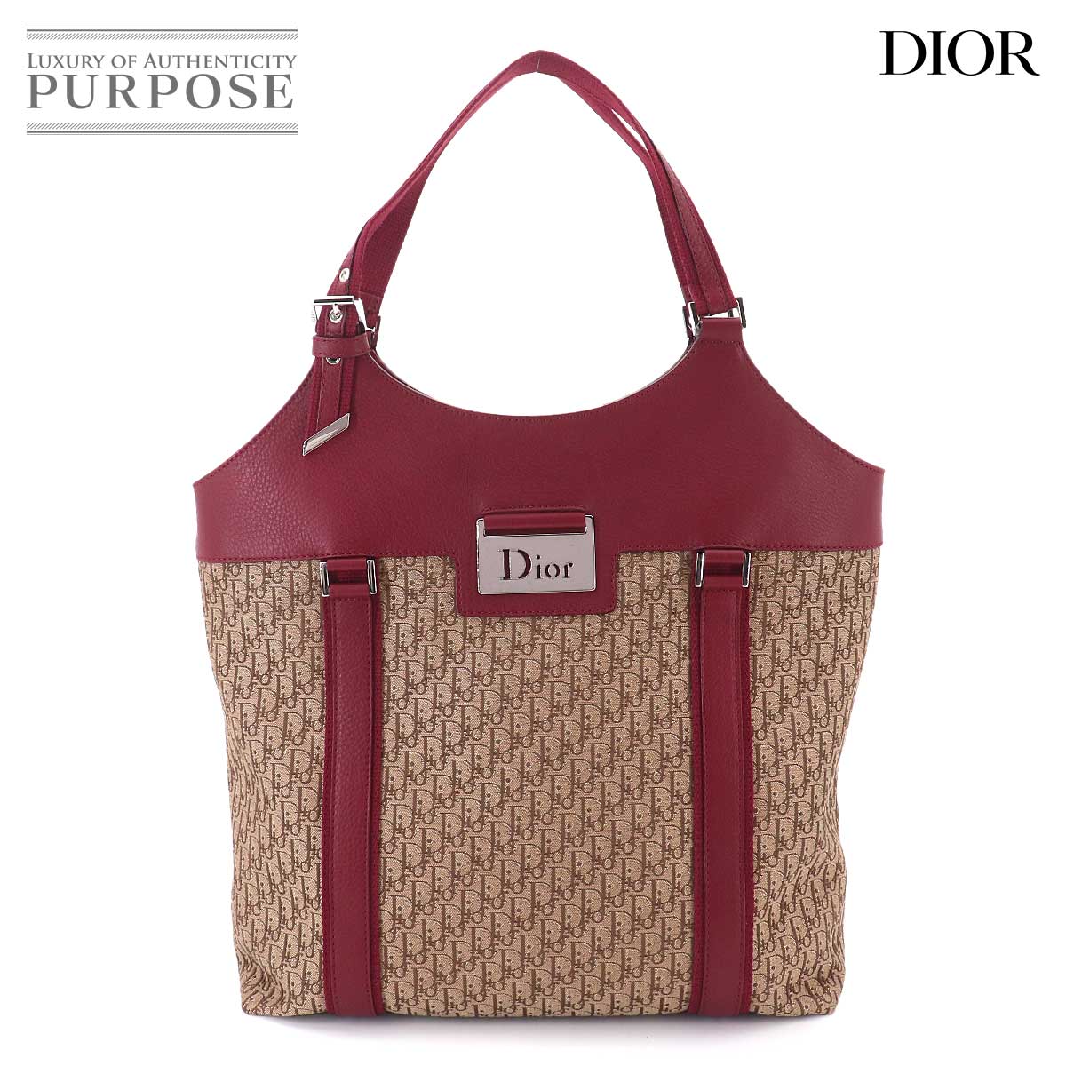 【新品負けず劣らず】 クリスチャン クリスチャンディオール Christian Dior ストリートシック トロッター トート 御徒面子 帆布 なめし革 赤いこと Tote Bag 【中古】