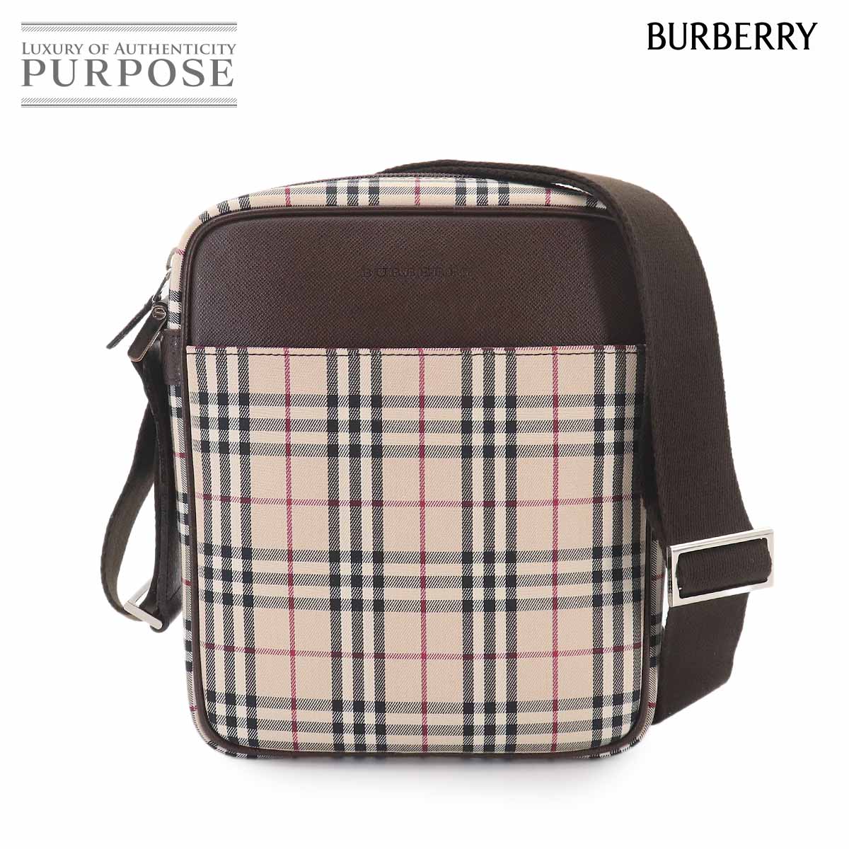 【未使用 展示品】 バーバリー BURBERRY ノバチェック ショルダー バッグ キャンバス レザー ベージュ ブラウン シルバー 金具 Shoulder Bag 【中古】|VINTAGE LOVER PURPOSE
