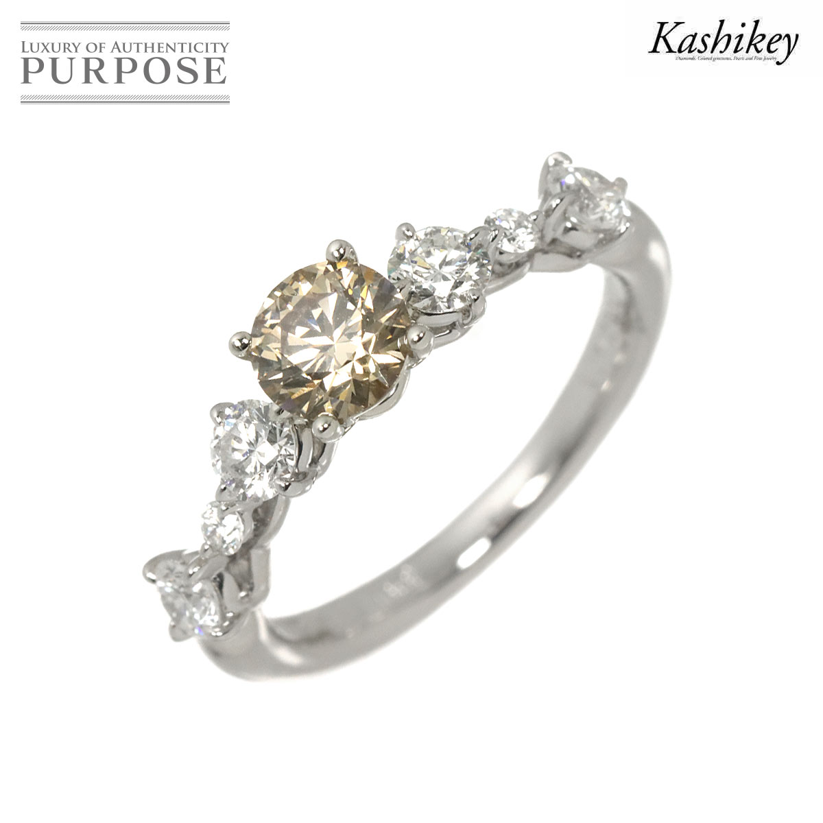 【新品同様】 カシケイ KASHIKEY 10.5号 リング ブラウンダイヤ 0.586ct ダイヤ 0.55ct Pt プラチナ 指輪 Diamond Ring【中古】｜VINTAGE LOVER PURPOSE