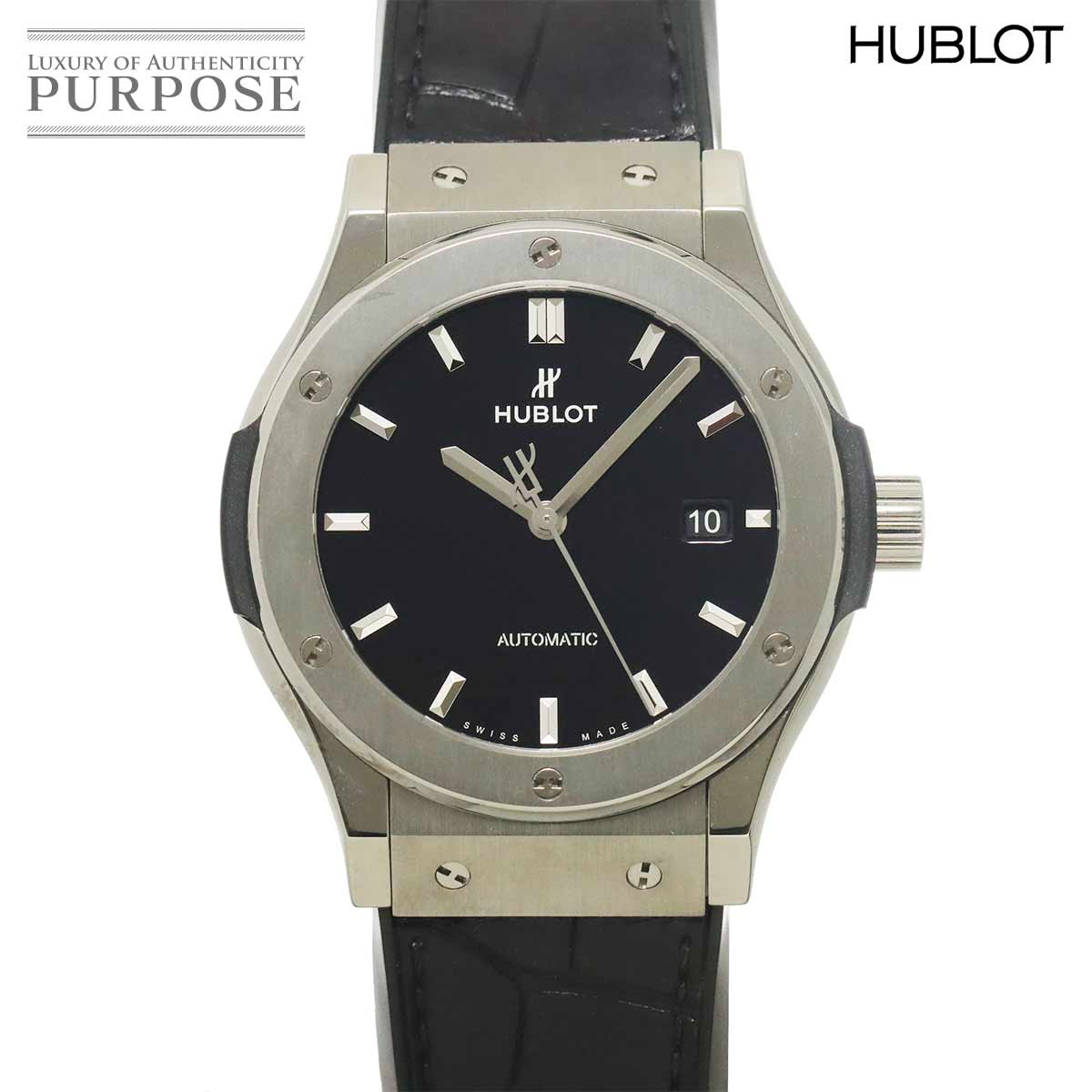 ウブロ HUBLOT クラシックフュージョン チタニウム 542 NX 1270 LR デイト メンズ 腕時計 ブラック オートマ 自動巻き Classic fusion 【中古】｜VINTAGE LOVER PURPOSE