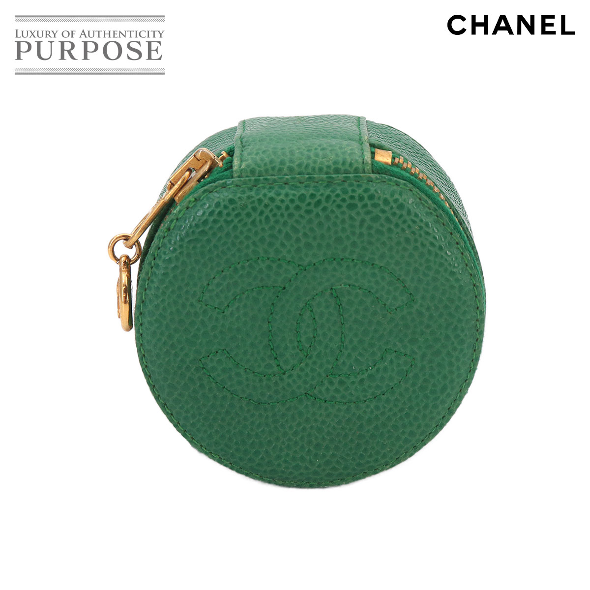 シャネル CHANEL ココマーク 宝飾品 容れもの ボックス席 添え物 合財袋 キャビア人はだ 緑であること ヴィンテージ Jewelry case 【中古】