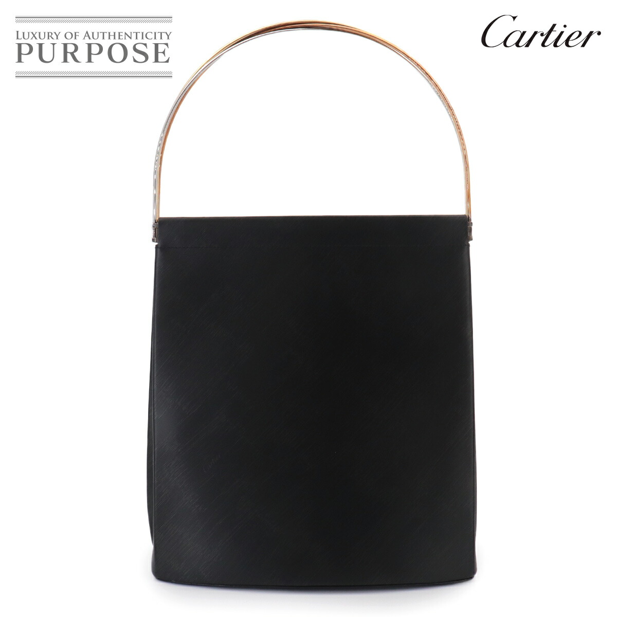 【新品負けず劣らず】 カルティエ Cartier トリニティ お手て 御徒面子 なめし革 黒いこと スリー色つや Trinity hand Bag 【中古】