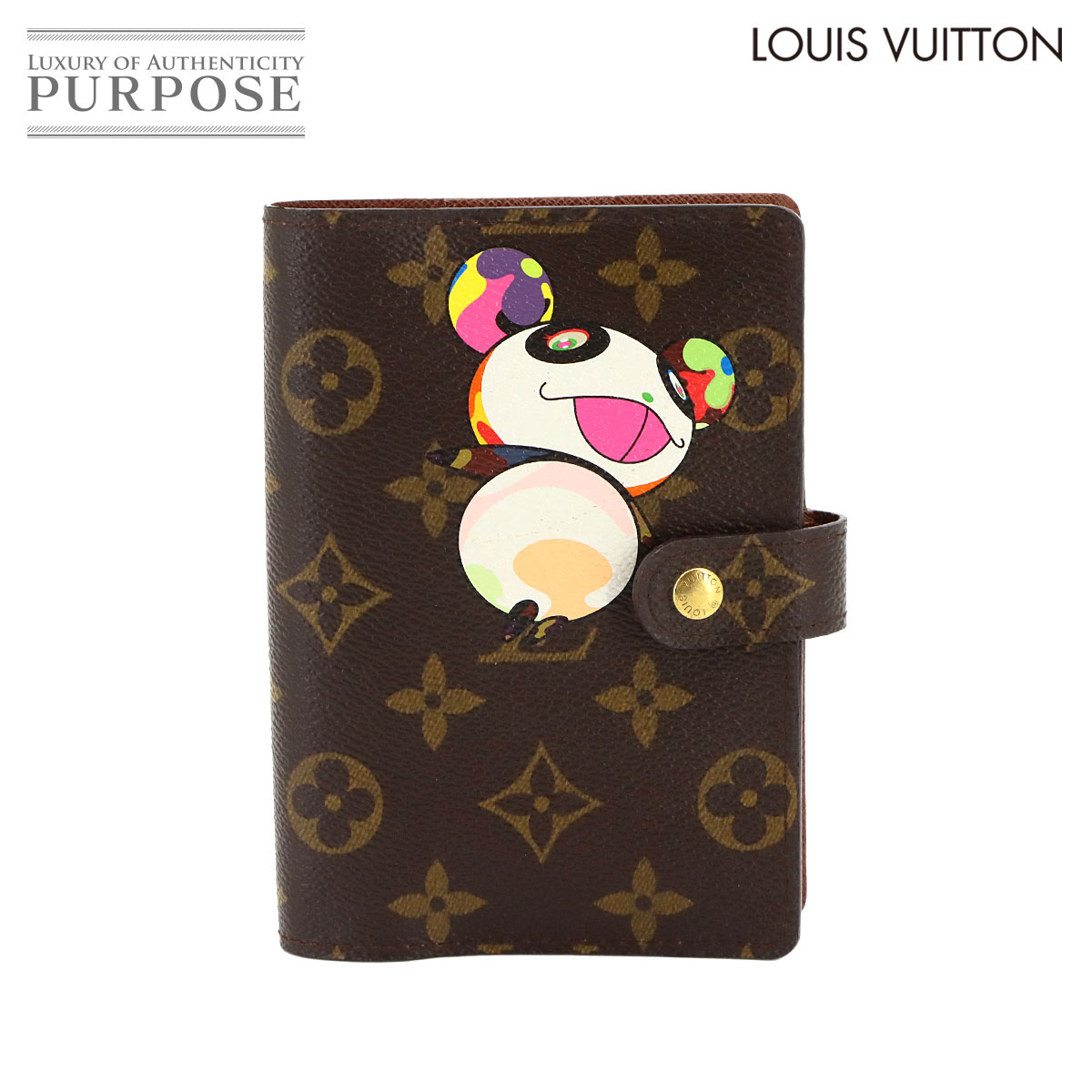 【新品負けず劣らず】 ルイ ヴィトン LOUIS VUITTON モノグラム ジャイアントパンダ 議事日程 PM 万覚え帳取りまかなう 赤銅色 R20011 村上隆 Monogram Panda Agenda PM 【中古】