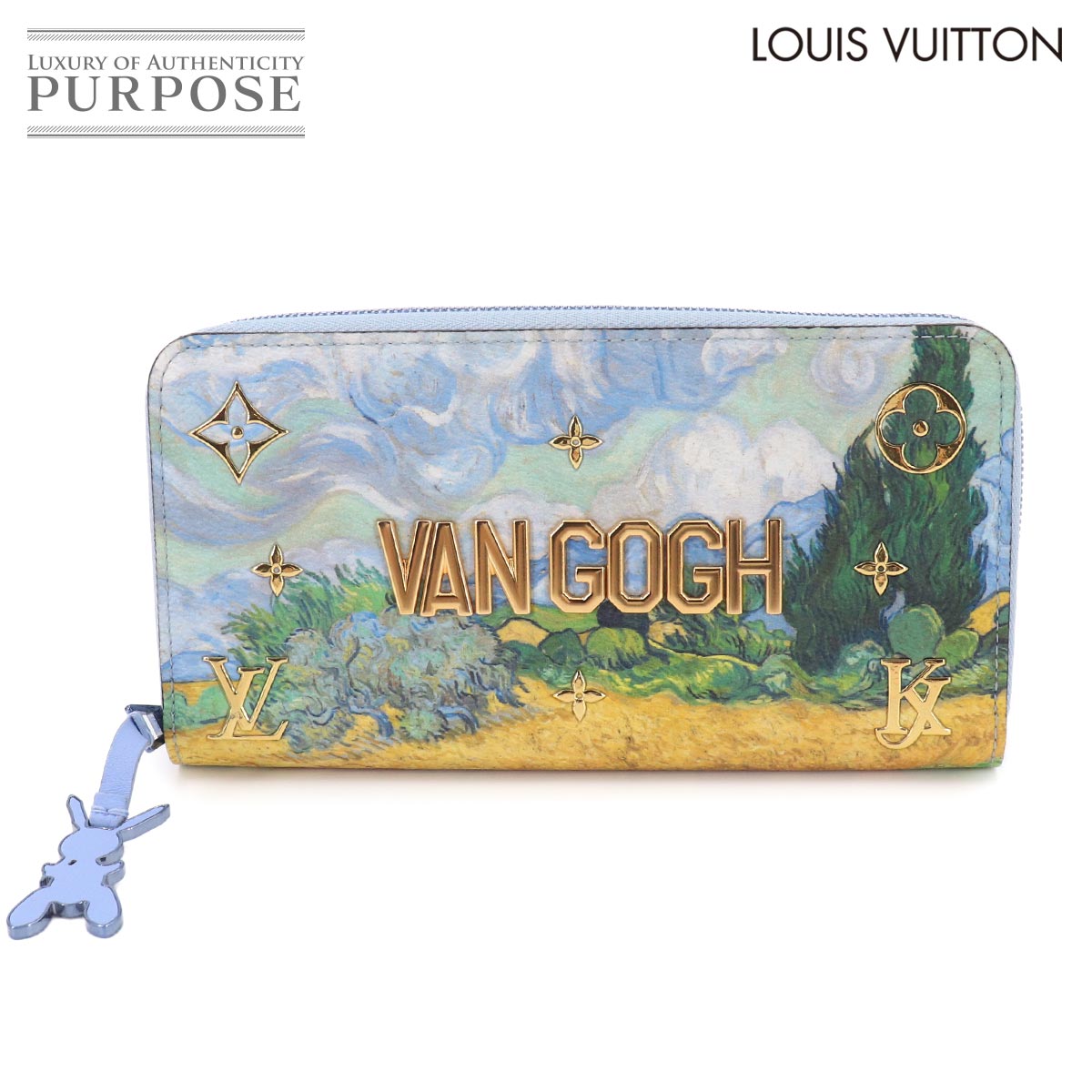 【新品負けず劣らず】 ルイ ヴィトン LOUIS VUITTON マスターズ モノグラム セルティ ジッピー ウォレット 長札入れ 青色 M64607 キャラバン ゴッホ Zippy Wallet 【中古】