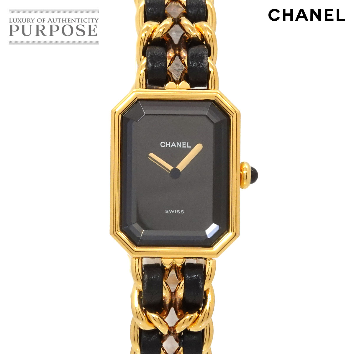 シャネル CHANEL プルミエール L大きさ H0001 ヴィンテージ レディース ウオッチ 黒いこと ゴールド 石英 御覧になる Premiere 【中古】