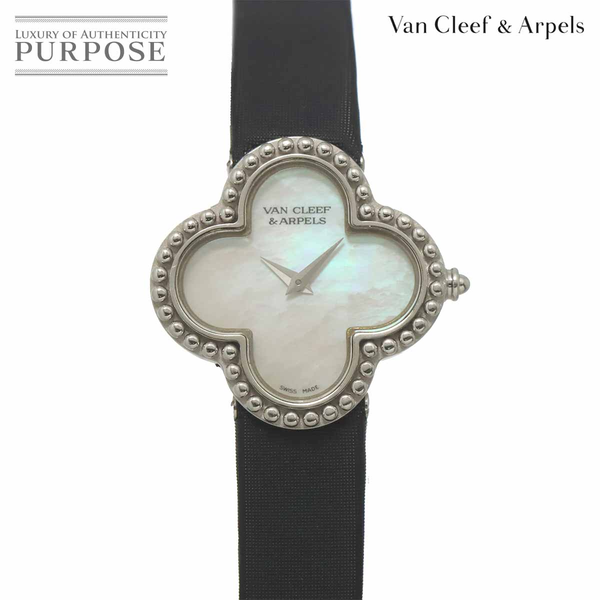 ヴァンクリーフ\u0026アーペル Van Cleef \u0026 Arpels ヴィンテージ アルハンブラ VCARD21600 レディース ウオッチ 白いこと外殻 K18WG 白いことゴールド 石英 ご覧なさる Alhambra 【中古】