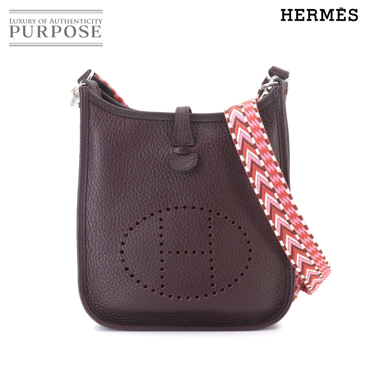 【新品負けず劣らず】 エブリン アマゾン TPM エルメス HERMES サングル 蜿々たる 肩先 御徒面子 トリヨンクレマンス ルージュセリエ しろがね色 金具 Z目じるし Evelyne Amazon TPM 【中古】