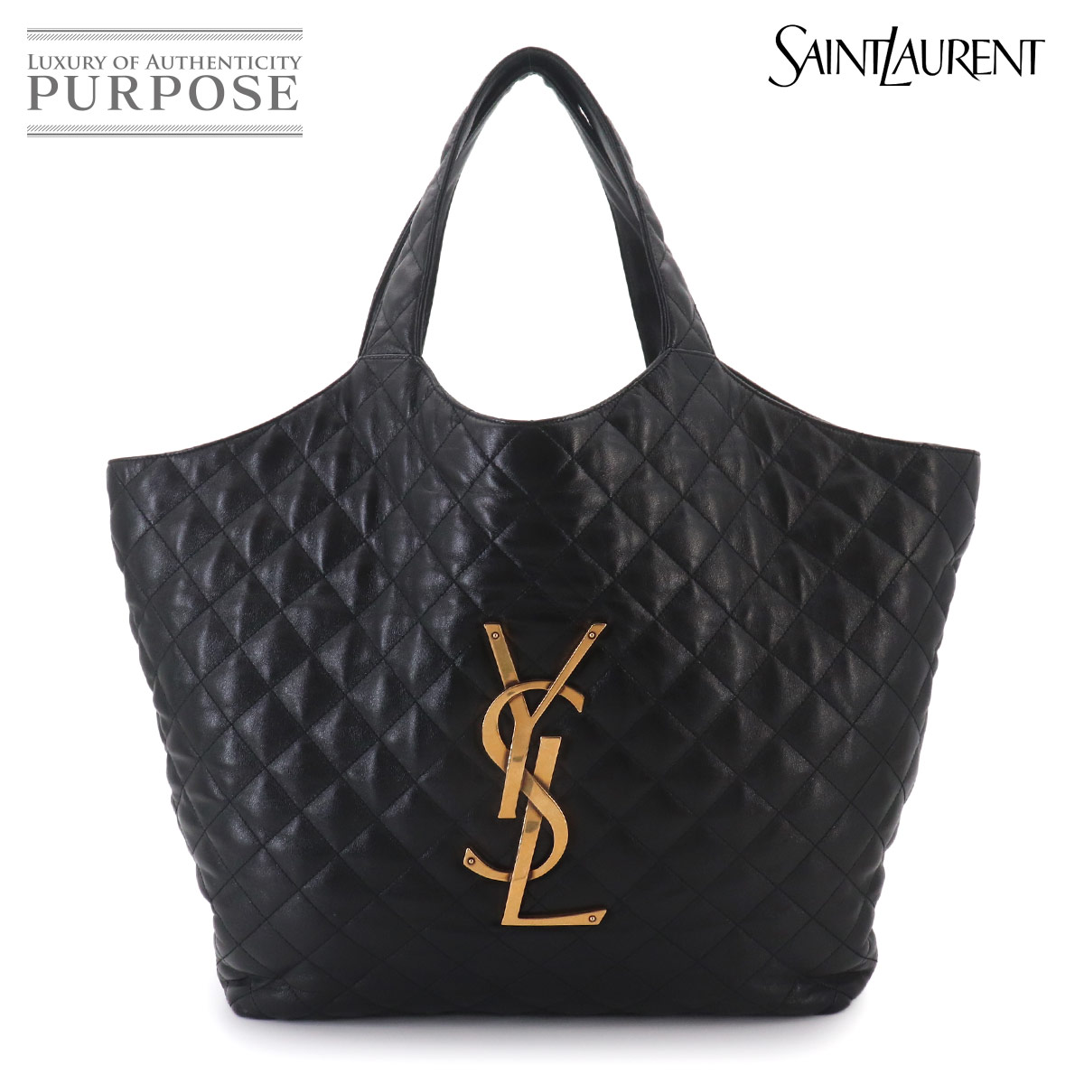 【新品同様】 サンローラン SAINT LAURENT イカール マキシ ショッピング トート バッグ レザー ブラック 698651 Icare Maxi Shopping Bag 【中古】|VINTAGE LOVER PURPOSE