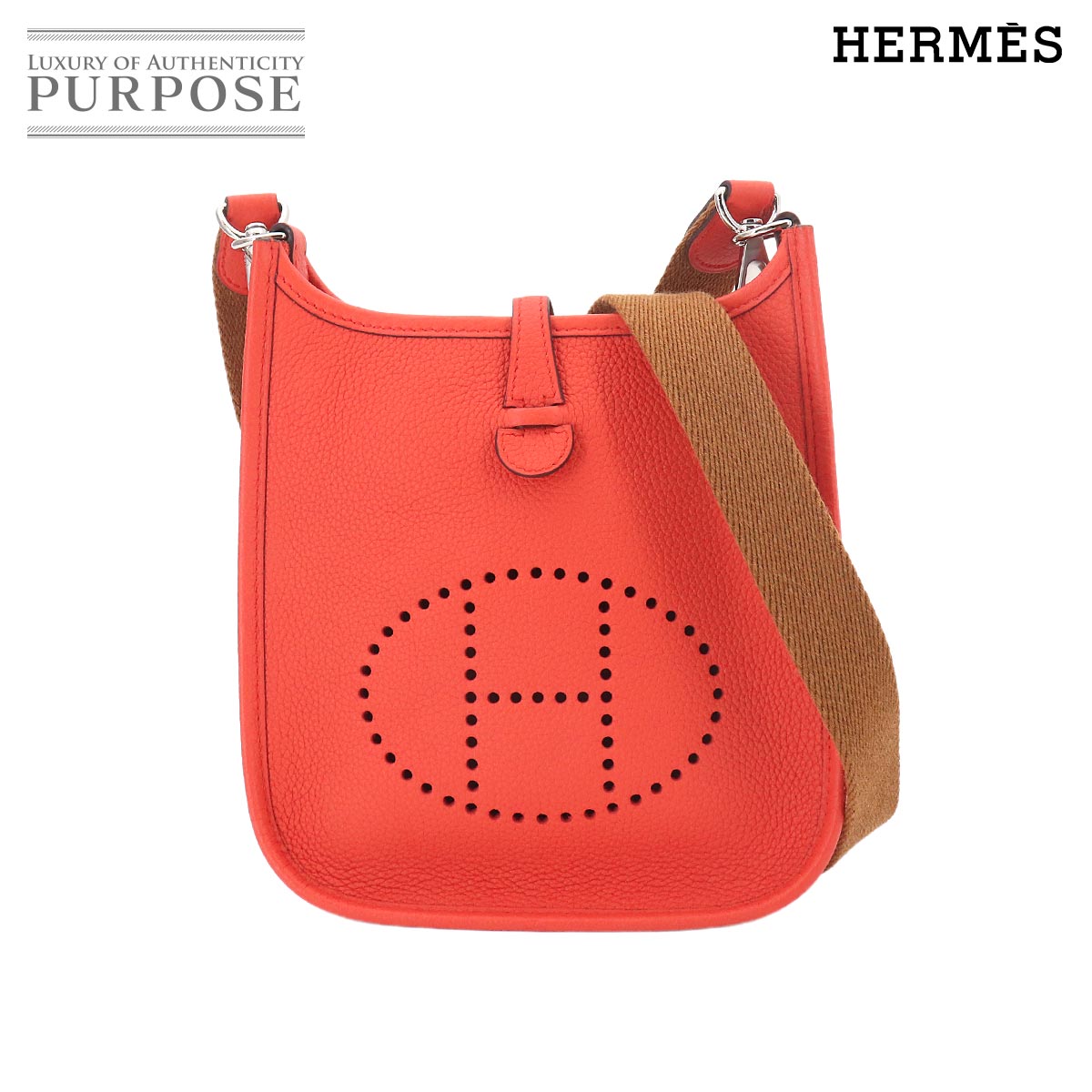 【未当て嵌める 見せびらかす品】 エブリン アマゾン TPM エルメス HERMES 肩先 御徒面子 トリヨンモーリス カプシーヌ Y目じるし しろがね色 金具 Evelyne Amazon 【中古】