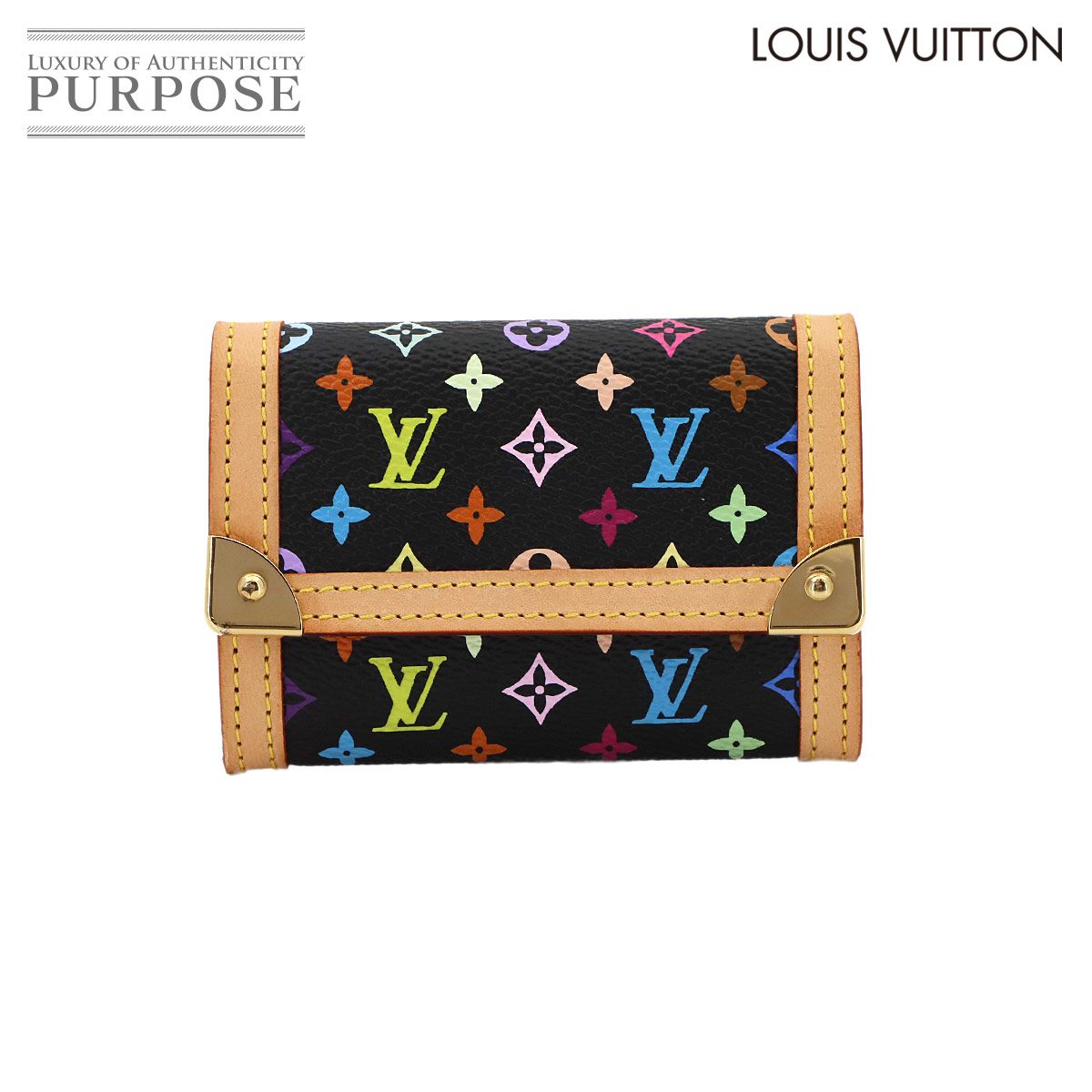 【未当てはめる 見せびらかす品】 ルイ ヴィトン LOUIS VUITTON モノグラム マルチ色合い ポルトモネ プラ コインケース 御釣り入れ ノワール M92656 Porte Monnaie Plat 【中古】