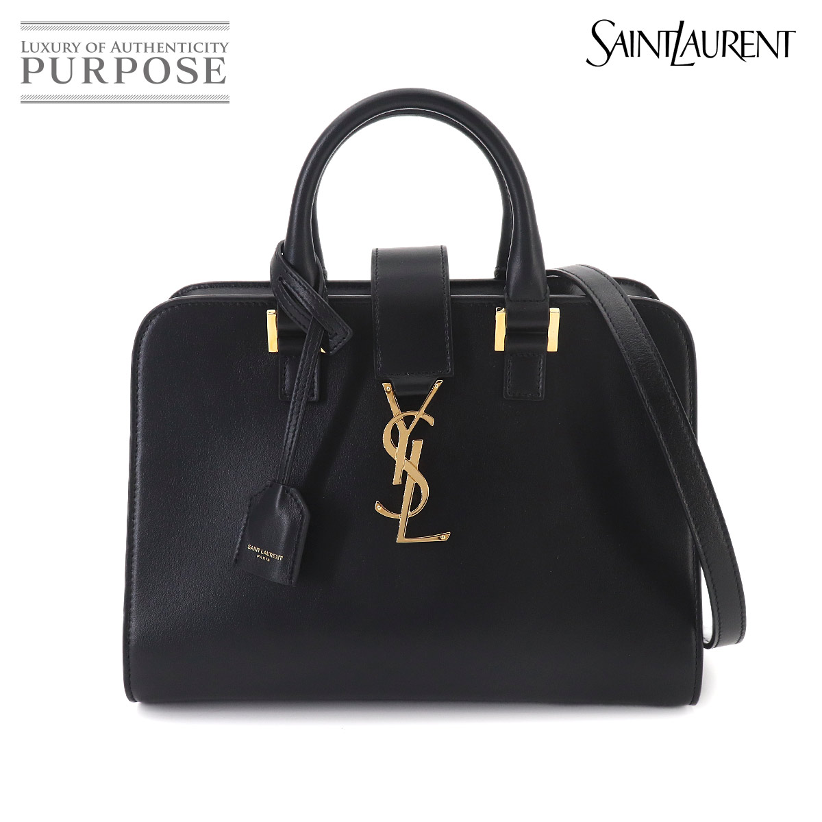 【未使用 展示品】 サンローラン SAINT LAURENT ベイビー カバス 2way ハンド ショルダー バッグ レザー ブラック 568853 Baby Cabas 【中古】｜VINTAGE LOVER PURPOSE