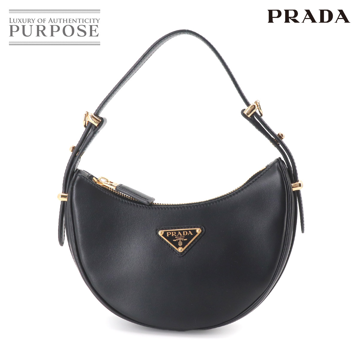 【新品同様】 プラダ PRADA アーケ スモール ハンド バッグ レザー ブラック 1BC194 Arche Small Bag 【中古】|VINTAGE LOVER PURPOSE