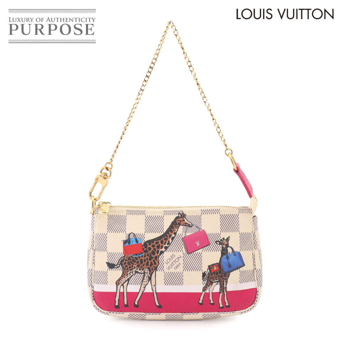 【新品負けず劣らず】 ルイ ヴィトン LOUIS VUITTON ダミエ アズール ミニ ポシェット アクセソワール お手て 御徒面子 白いこと マルチ色つや N62200 Mini Pochette Accessoires 【中古】