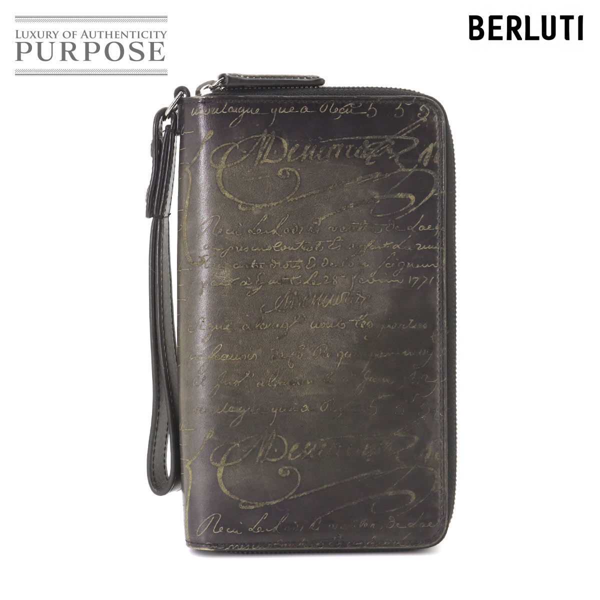 ベルルッティ Berluti カリグラフィ タリ マキシ ウォレット 長札入れ ヴェネチアレザー うす暗い赤銅色 しろがね色 金具 Tali Maxi Wallet 【中古】