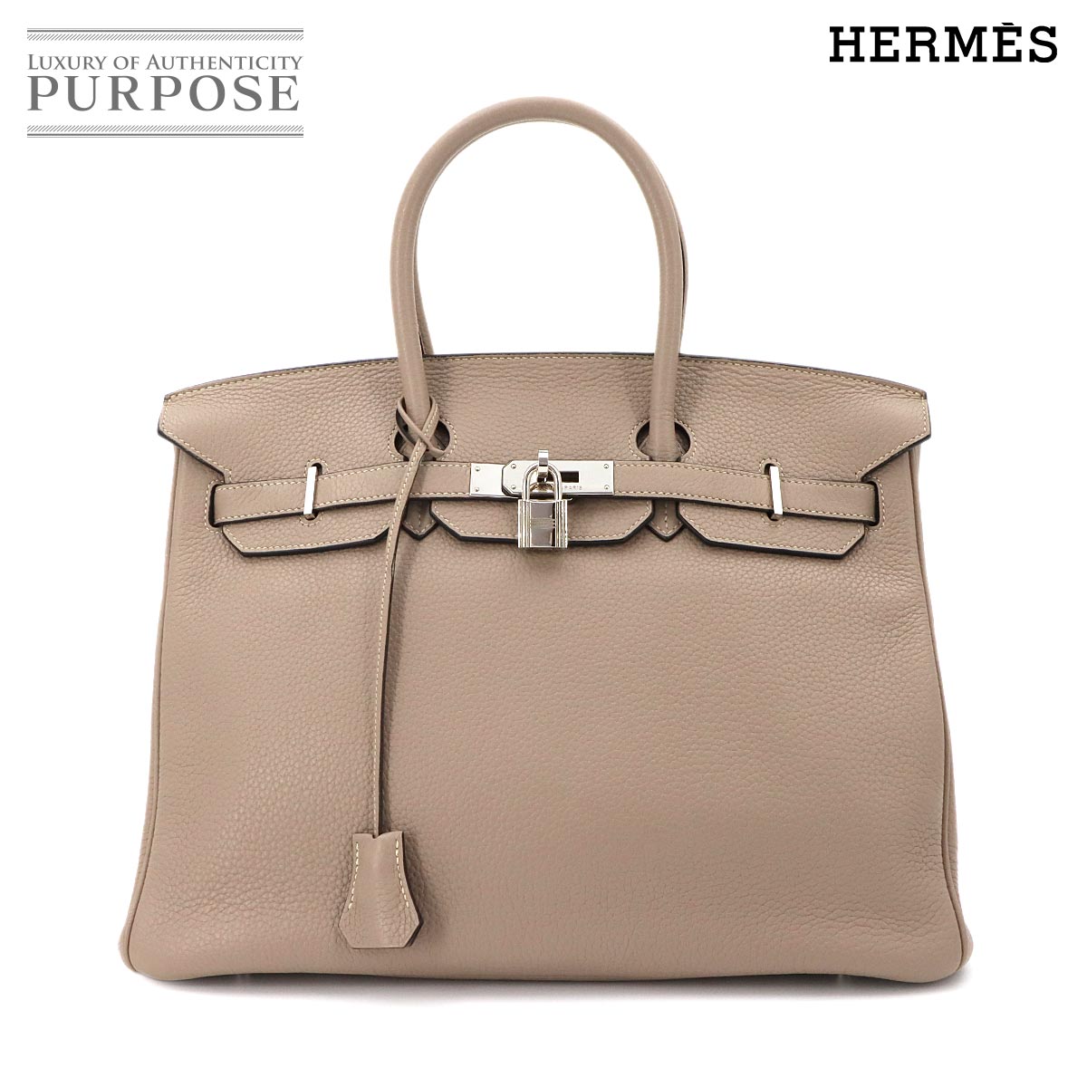【新品同様】 エルメス HERMES バーキン35 トリヨンクレマンス トゥルティエールグレー ハンド バッグ □N刻印 シルバー 金具 Birkin 【中古】|VINTAGE LOVER PURPOSE
