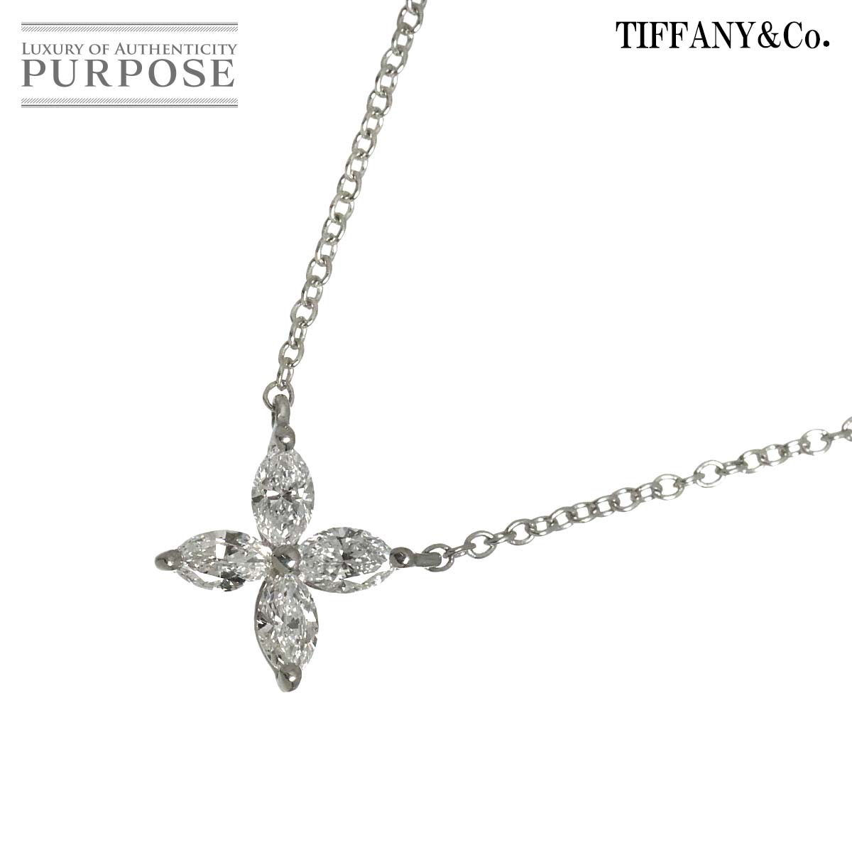【新品同様】 ティファニー TIFFANY&Co. ビクトリア ダイヤ ネックレス スモール 41cm Pt プラチナ フラワー 花 Necklace【中古】｜VINTAGE LOVER PURPOSE