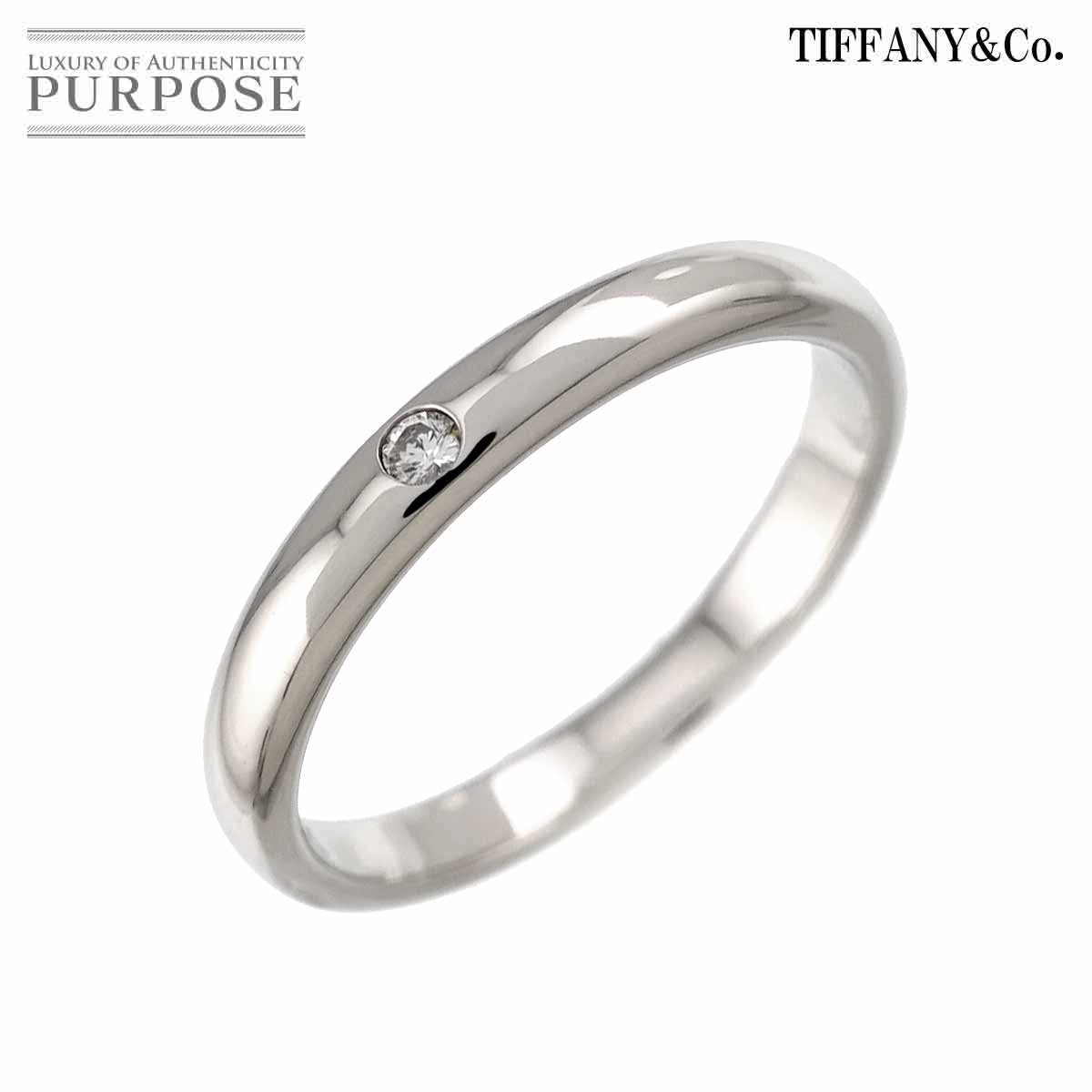 【新品同様】 ティファニー TIFFANY&Co. スタッキング バンド 15号 リング ダイヤ 1P Pt プラチナ 指輪 Stacking Band Ring【中古】|VINTAGE LOVER PURPOSE